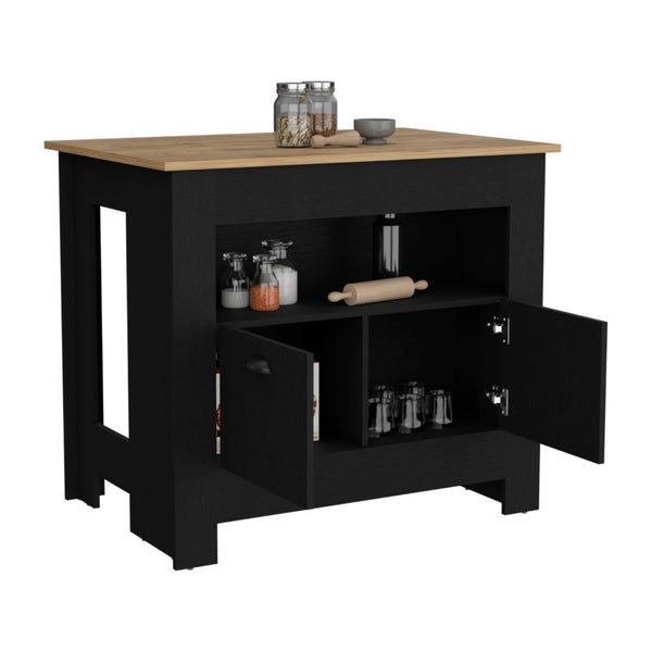 English Elm Arlet Kitchen Island Cabinet With Two Doors & Open Shelf - Stylish Storage & Prep Space Solution P1 B070P173165-GIGA