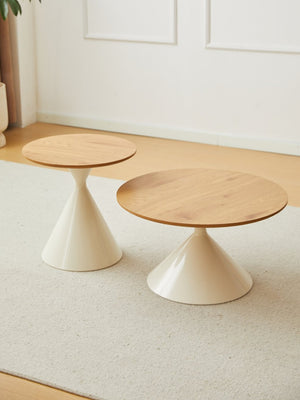 English Elm Round Nesting Coffee Table Set Wood Veneer Mdf Top Steel Base Living Room Accent W347S00004