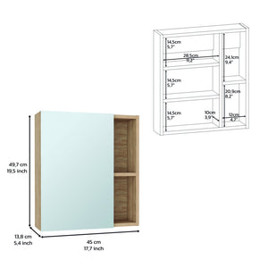English Elm Labelle Pine Wall Cabinet Mirrored Single Door Five Shelves Bathroom Storage B20091925