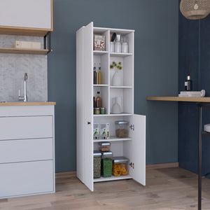 English Elm Konik Tall 67-Inch Kitchen Pantry Cabinet with Three Doors, Three Exterior Shelves, Slim Storage Solution White 70.1 L x 16.5 W x 5.5 H B070P173166
