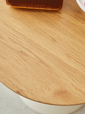 English Elm Round Modern Two-Piece Coffee Table Set – Stylish White & Wood Design With Unique Metal Base W347S00001-GIGA