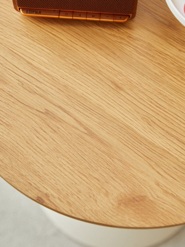 English Elm Round Modern Two-Piece Coffee Table Set – Stylish White & Wood Design With Unique Metal Base W347S00001-GIGA