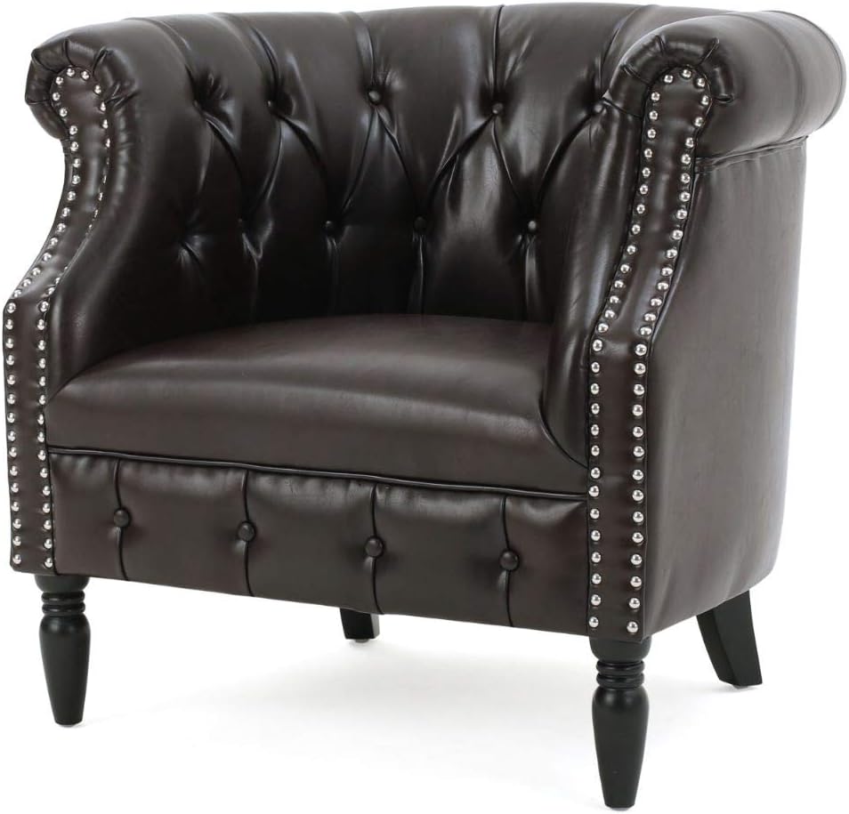 English Elm Christopher Knight Home® - CLUB Velvet Accent Chair with Kiln-Dried Legs — Plush Mid-Century Design, Compact Luxurious Seating Brown 33.25 L x 29.5 W x 24.75 H 59259.00PU