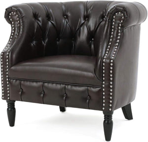 English Elm Christopher Knight Home® - CLUB Velvet Accent Chair with Kiln-Dried Legs — Plush Mid-Century Design, Compact Luxurious Seating Brown 33.25 L x 29.5 W x 24.75 H 59259.00PU