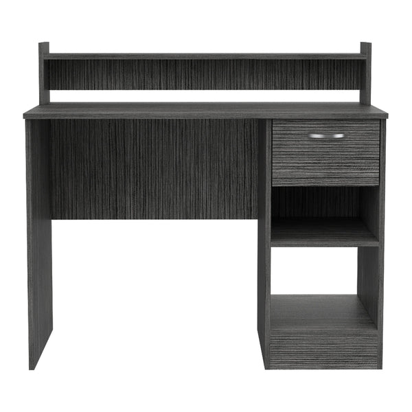 English Elm Charlotte Smoke Computer Desk with Drawer, 2 Shelves & Display Cabinet — Compact 40.5" Workstation B128P148895