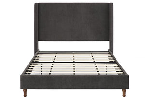 English Elm Harper Queen Upholstered Velvet Headboard 54" Tall — Elegant Curved Wingback, No Box Spring Needed, Walnut Feet B083P152031