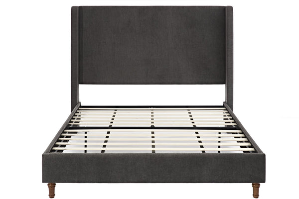 English Elm Harper Queen Upholstered Velvet Headboard 54" Tall — Elegant Curved Wingback, No Box Spring Needed, Walnut Feet B083P152031