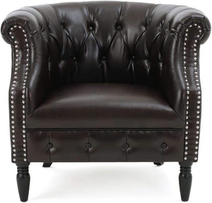 English Elm Christopher Knight Home® - CLUB Velvet Accent Chair with Kiln-Dried Legs — Plush Mid-Century Design, Compact Luxurious Seating Brown 33.25 L x 29.5 W x 24.75 H 59259.00PU