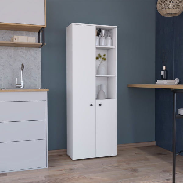 English Elm Konik Tall 67-Inch Kitchen Pantry Cabinet with Three Doors, Three Exterior Shelves, Slim Storage Solution White 70.1 L x 16.5 W x 5.5 H B070P173166