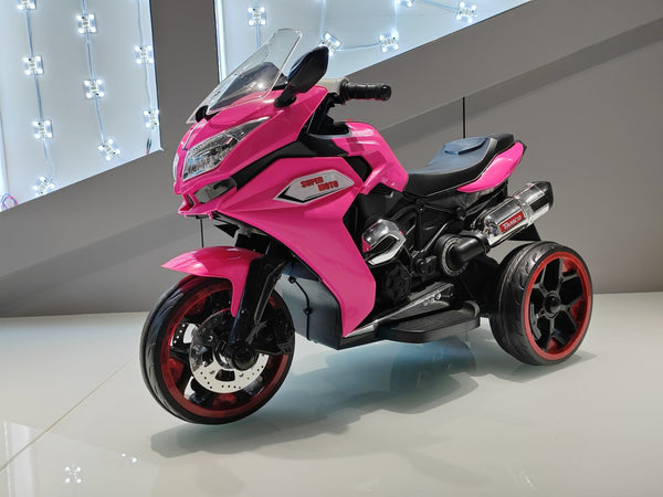 English Elm 12v Kids Ride on Motorcycle Three Wheel Electric Tricycle with Led Lights Bluetooth Pink W1760110303