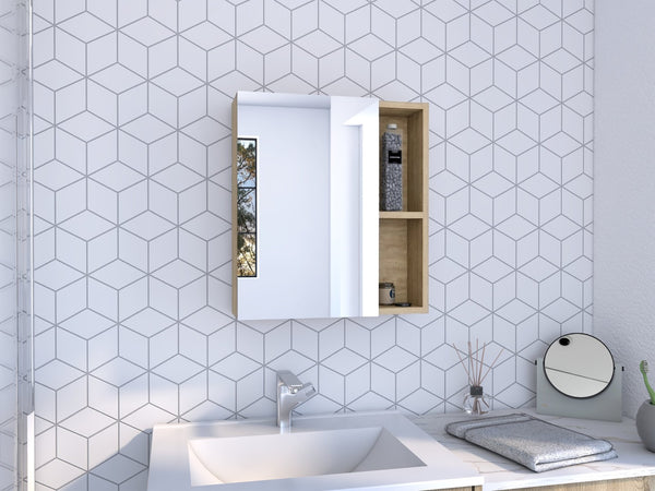 English Elm Labelle Pine Wall Cabinet Mirrored Single Door Five Shelves Bathroom Storage B20091925