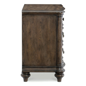 English Elm Traditional Nightstand Heath Court 3-Drawer Brown Oak Finish White Oak Veneer Decorative Hardware Elegant Bedside Table 29.5"H B011P173066