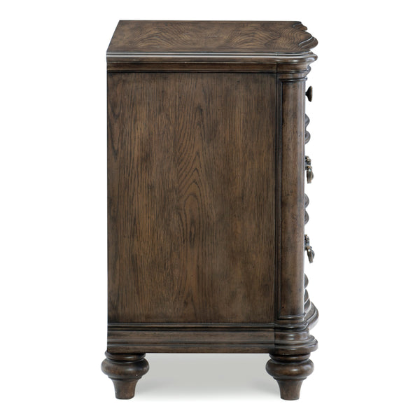English Elm Traditional Nightstand Heath Court 3-Drawer Brown Oak Finish White Oak Veneer Decorative Hardware Elegant Bedside Table 29.5"H B011P173066