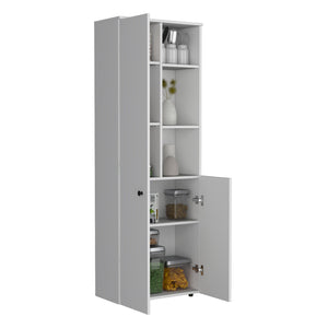 English Elm Konik Tall 67-Inch Kitchen Pantry Cabinet with Three Doors, Three Exterior Shelves, Slim Storage Solution White 70.1 L x 16.5 W x 5.5 H B070P173166