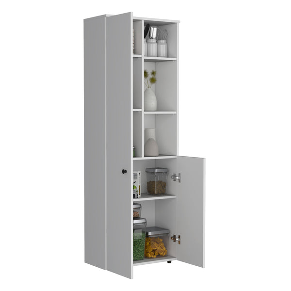 English Elm Konik Tall 67-Inch Kitchen Pantry Cabinet with Three Doors, Three Exterior Shelves, Slim Storage Solution White 70.1 L x 16.5 W x 5.5 H B070P173166