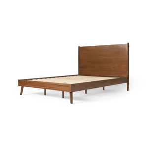 English Elm Cohron Solid Acacia Twin Platform Bed with Splayed Legs and Mid-century Modern Style 67062.00MEDBRN-K-FULL BED