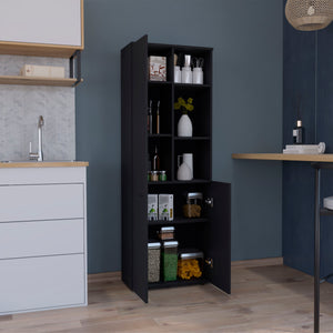 English Elm Konik Tall 67-Inch Kitchen Pantry Cabinet with Three Doors, Three Exterior Shelves, Slim Storage Solution Black 70.1 L x 16.5 W x 5.5 H B070P173167