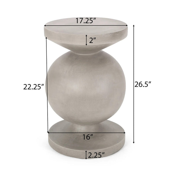 English Elm End Table Concrete Pedestal Accent Piece Modern Cylindrical Design for Indoor Outdoor Use 73458.00