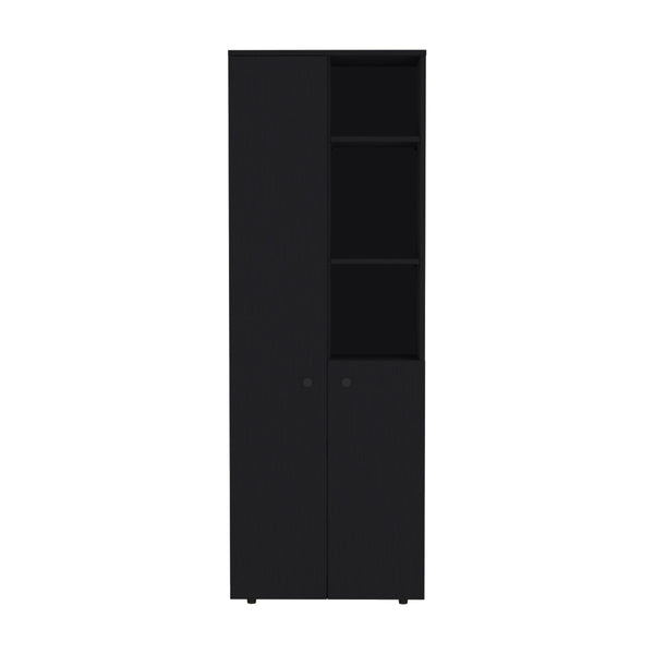 English Elm Konik Tall 67-Inch Kitchen Pantry Cabinet with Three Doors, Three Exterior Shelves, Slim Storage Solution Black 70.1 L x 16.5 W x 5.5 H B070P173167