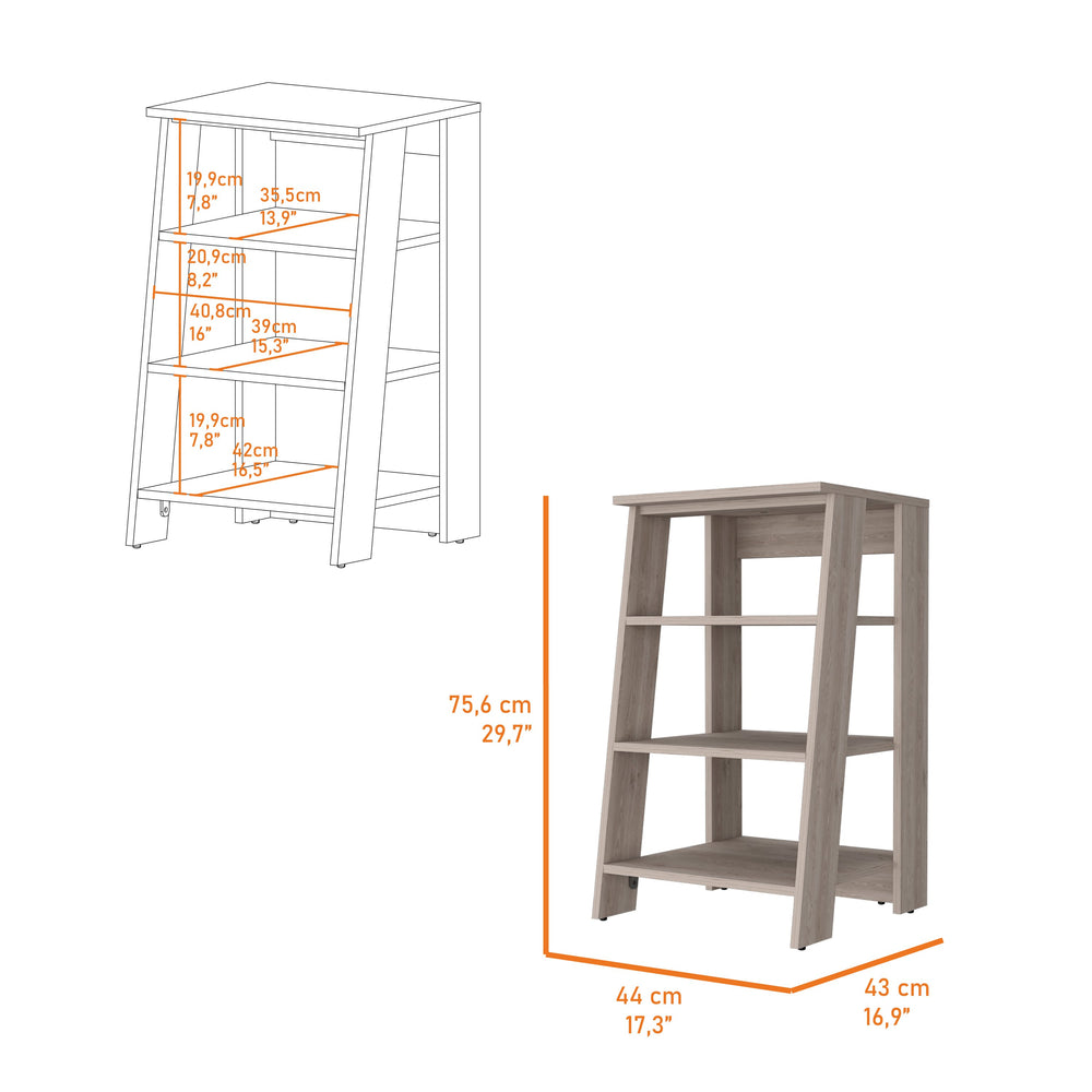 English Elm Phoenix Linen Cabinet with Four Open Shelves and Mid-Century Legs, Engineered Wood Organizer for Bath Bedroom Storage and Display Light Gray 36 L x 20 W x 3 H B128P148958
