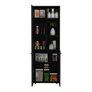 English Elm Konik Tall 67-Inch Kitchen Pantry Cabinet with Three Doors, Three Exterior Shelves, Slim Storage Solution Black 70.1 L x 16.5 W x 5.5 H B070P173167