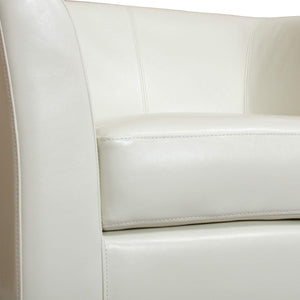 English Elm Christopher Knight Home® - CLUB Preston Ivory Bonded Leather Club Chair – Curvy, Padded Comfort 30"L x 28"W x 30.5"H, Stylish Living Room Accent 46619.00PUWHI