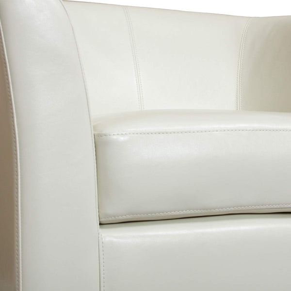 English Elm Christopher Knight Home® - CLUB Preston Ivory Bonded Leather Club Chair – Curvy, Padded Comfort 30"L x 28"W x 30.5"H, Stylish Living Room Accent 46619.00PUWHI