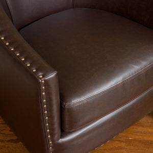 English Elm Christopher Knight Home® - CHARLES Plush Club Chair with Studded Accents and Birch Legs — Luxurious Comfort for Living Rooms Black 31 L x 29.5 W x 26 H 61283.00PU