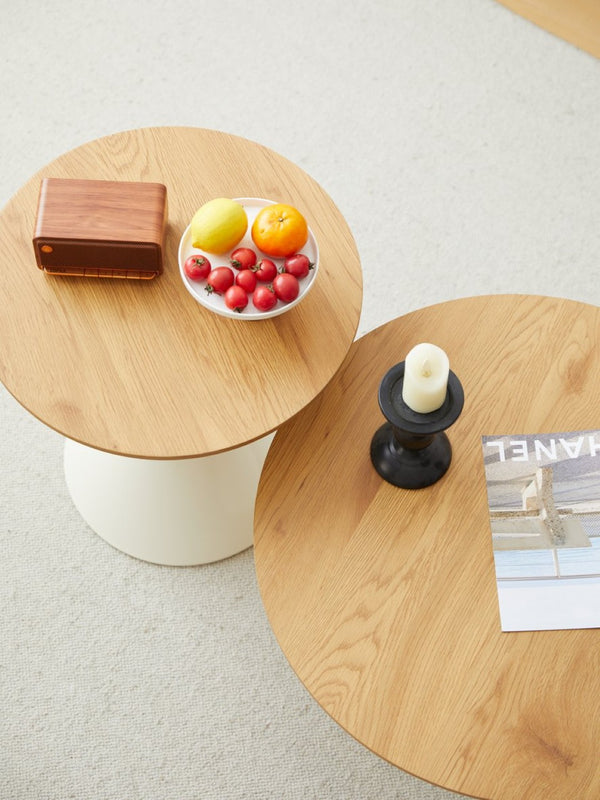 English Elm Round Nesting Coffee Table Set Wood Veneer Mdf Top Steel Base Living Room Accent W347S00004