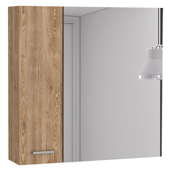 English Elm Medicine 23H" Double Door Cabinet with Mirror, 4 Interior Shelves, Light Oak Pine Finish for Bathroom Storage and Organization 23.6" W x 5.8" D B097133010