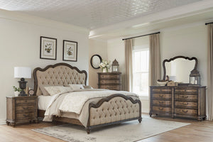 English Elm Traditional Five Drawer Oak Veneer Chest with Bronze Hardware for Classic Bedrooms B011P173072