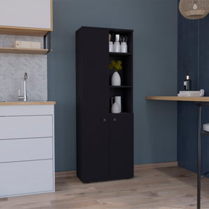 English Elm Konik Tall 67-Inch Kitchen Pantry Cabinet with Three Doors, Three Exterior Shelves, Slim Storage Solution Black 70.1 L x 16.5 W x 5.5 H B070P173167