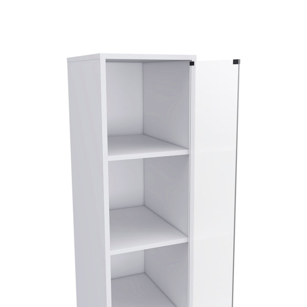 English Elm Preston Linen Cabinet in White with Glass Door, 3 Shelves & 3 Drawers, Engineered Wood Storage B128P148966