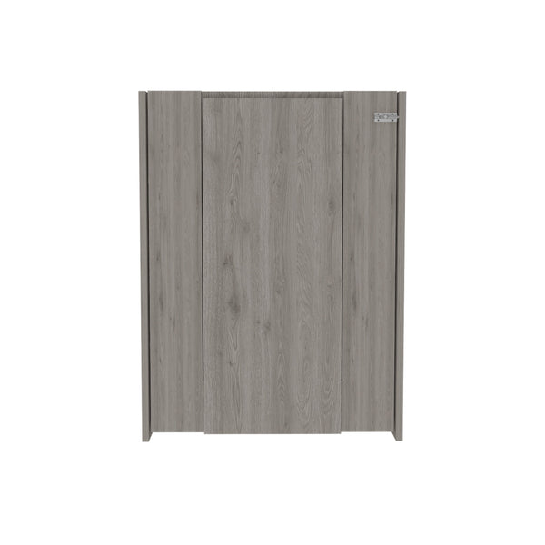 English Elm Dalton Wall-Mounted Foldable Table with Base & 7 Shelves, Light Gray Particleboard Space-Saver B128P148904