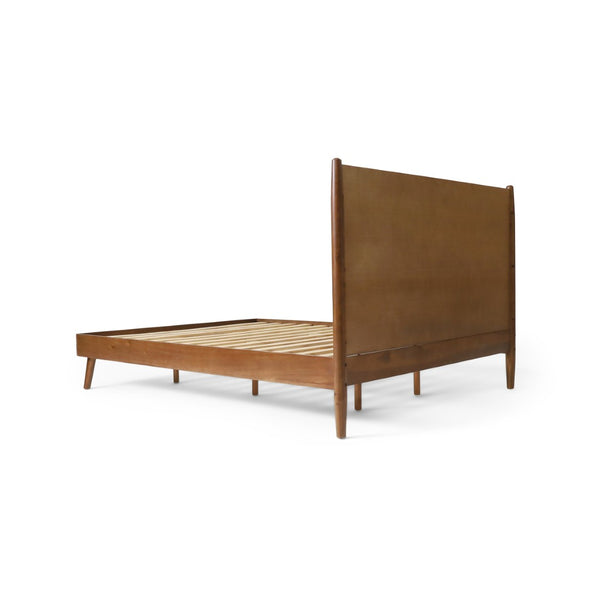 English Elm Cohron Solid Acacia Twin Platform Bed with Splayed Legs and Mid-century Modern Style 67062.00MEDBRN-Q-FULL BED