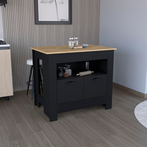English Elm Arlet Kitchen Island Cabinet With Two Doors, Open Shelf, Durable Finish & Versatile Storage Solutions B200P173165