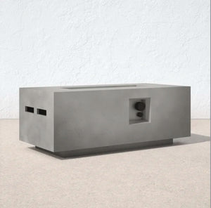 English Elm Concrete Propane Outdoor Fire Pit Table with 50,000 BTU, 16"H x 42"W x 20"D, Lava Rock Fill, Cover Included Gray B120P162827