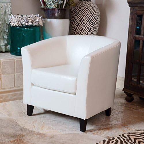 English Elm Christopher Knight Home® - CLUB Preston Ivory Bonded Leather Club Chair – Curvy, Padded Comfort 30"L x 28"W x 30.5"H, Stylish Living Room Accent 46619.00PUWHI