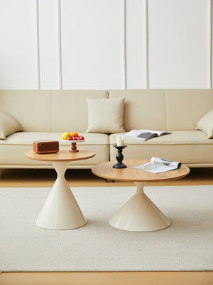 English Elm Round Nesting Coffee Table Set Wood Veneer Mdf Top Steel Base Living Room Accent W347S00004