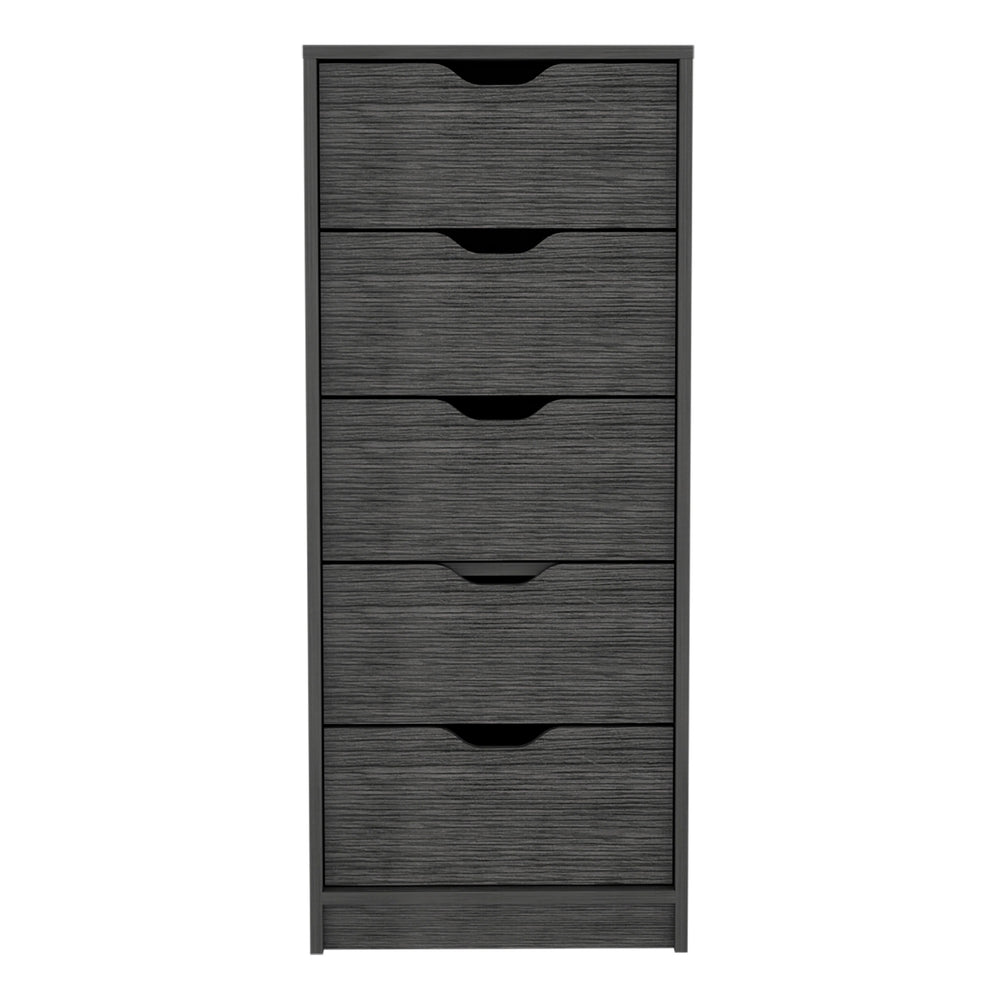 English Elm Basilea Slim 5-Drawer Tall Dresser with Smooth Pull-Out System for Small Spaces and Organized Living Brown 45.2 L x 20 W x 5.1 H B070P173186