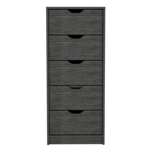 English Elm Basilea Slim 5-Drawer Tall Dresser with Smooth Pull-Out System for Small Spaces and Organized Living Brown 45.2 L x 20 W x 5.1 H B070P173186