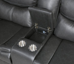 English Elm Modern Three Piece Power Reclining Sectional Faux Leather Usb Charging Living Room B011S00856