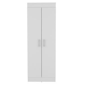 English Elm Nepal Pantry Cabinet with Five Deep Shelves for Kitchen Organization, Engineered Wood, Two-Door Design White 73.2 L x 16.5 W x 5.5 H B070P173199