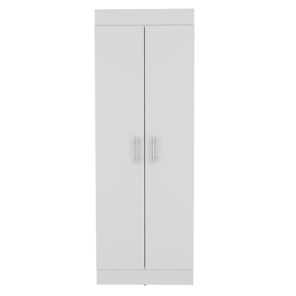 English Elm Nepal Pantry Cabinet with Five Deep Shelves for Kitchen Organization, Engineered Wood, Two-Door Design White 73.2 L x 16.5 W x 5.5 H B070P173199