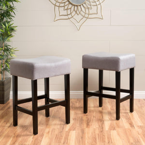 Christopher Knight Home® - Noble House - Lopez Light Grey Fabric Backless Counter Stools - Set of 2