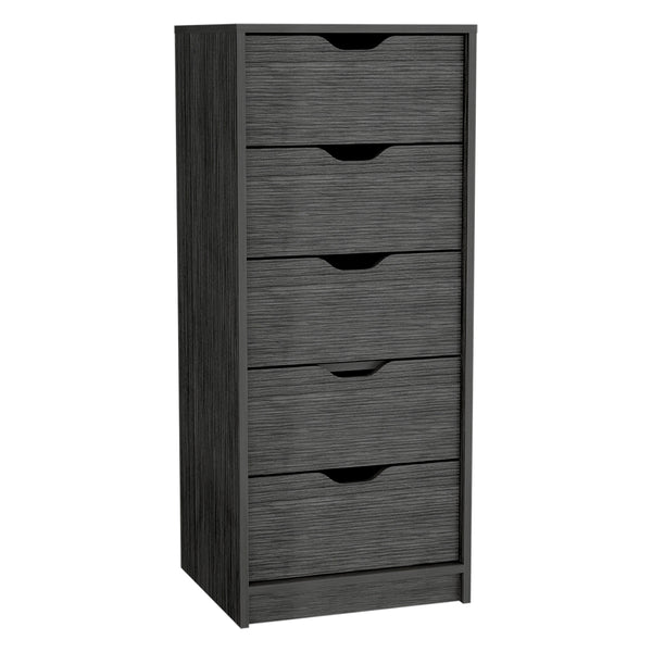 English Elm Basilea Slim 5-Drawer Tall Dresser with Smooth Pull-Out System for Small Spaces and Organized Living Brown 45.2 L x 20 W x 5.1 H B070P173186