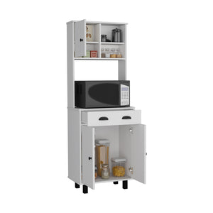 English Elm Salem Kitchen Pantry Cabinet with Drawer, 2 Doors & Open Shelves — Slim Engineered Wood Storage 66.6"H White 37.8 L x 18.5 W x 7.9 H B070P173182