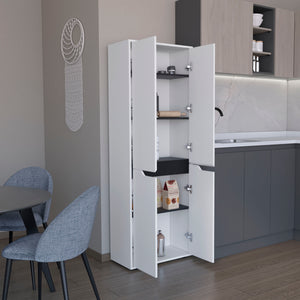 English Elm Herrin Modern Multicolor Kitchen Pantry Cabinet, 4 Doors 5 Shelves, Slim 66.9"H x 23.6"D Storage Solution B070P173176