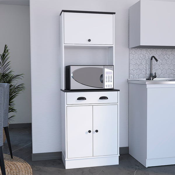 English Elm Tampa Kitchen pantry with drawer and dual cabinets for space-saving storage in laminate engineered wood cabinetry Multicolor 37.8 L x 20.1 W x 7.9 H B200P173169