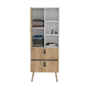 English Elm Huna Multicolor Tall Dresser with Door, 2 Drawers & Open Shelves — Engineered Wood, Elevated Legs, Stylish Storage B200P173201